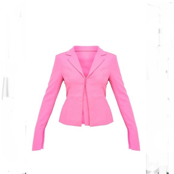PrettyLittleThing Blazer Split Cuff Barbie Pink Seam Front Fitted Womens Plus 20 - Picture 5 of 15